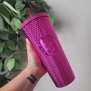 Starbucks Chrome Pink Studded Tumbler 24 oz Venti 2021 New